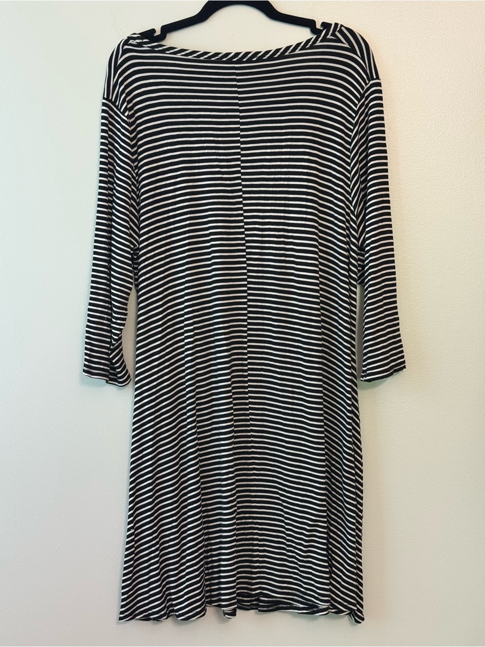 Black and White Striped Long-Sleeve A-Line Dress - Picture 2 of 4
